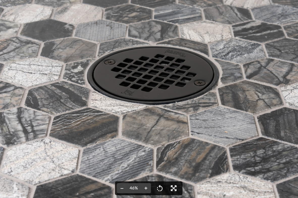 4 in. x 4 in. Matte Black Square Shower Drain with Square Pattern Drain  Cover