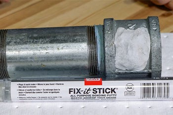 Oatey Epoxy Putty used to repair a steel pipe
