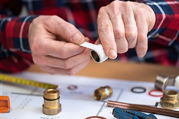 Man applying thread seal tape