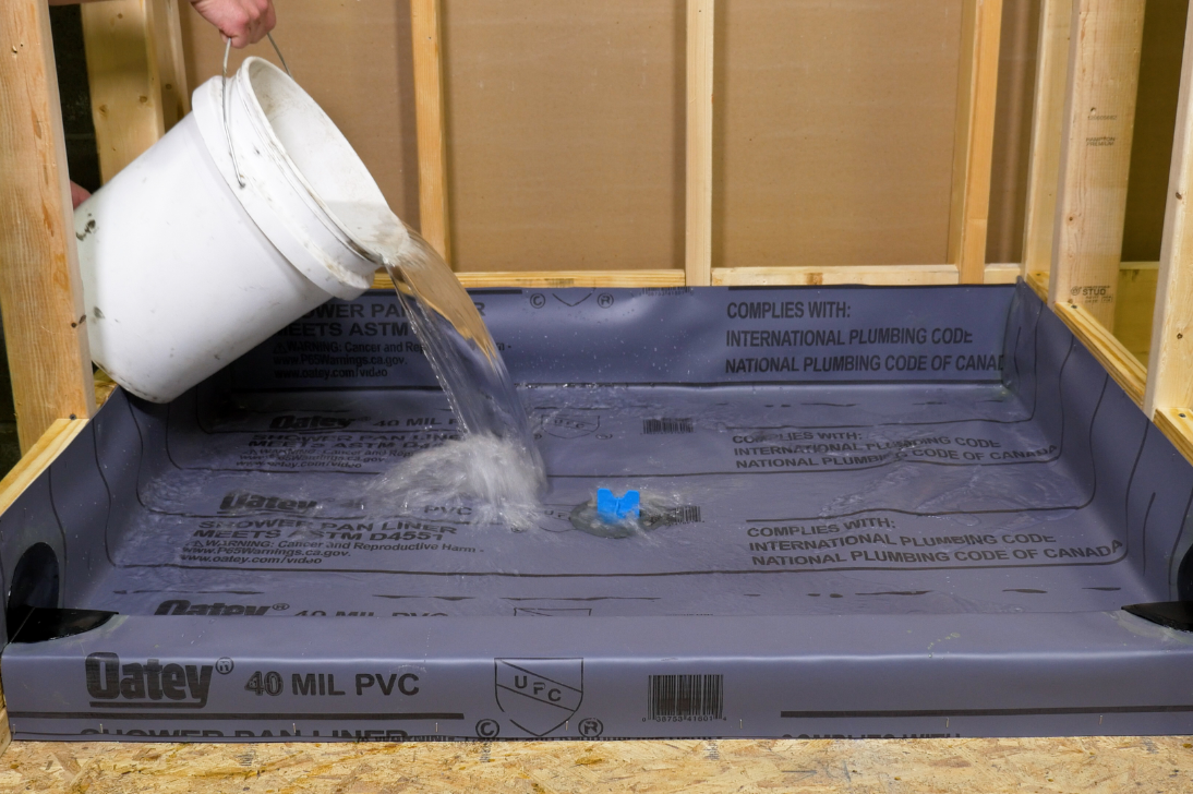 Flood testing shower pan