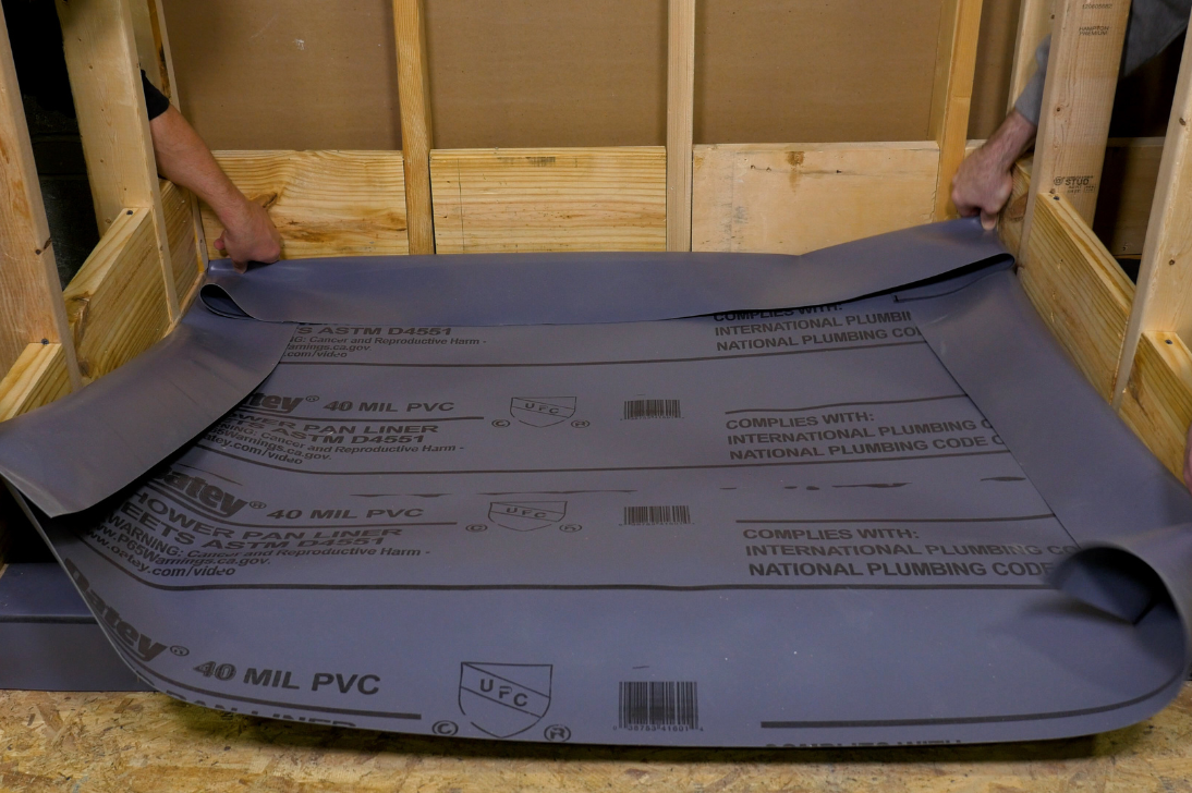 Prefolded shower pan liner