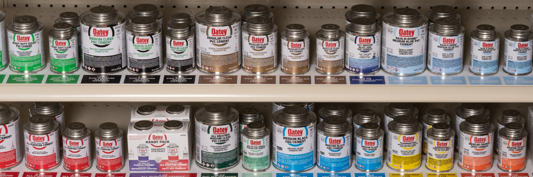 Oatey Solvent Cements on Store Shelf